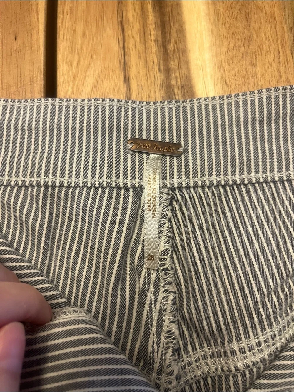 Free People Blue & White Pinstriped High-Rise Pants